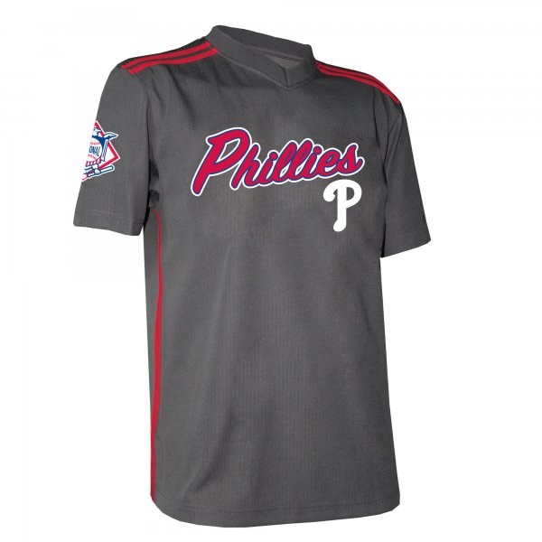 Youth Philadelphia Phillies Stitches Charcoal Team V-Neck Jersey