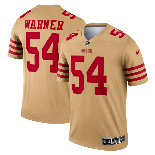 Men's San Francisco 49ers Fred Warner Nike Gold Inverted Legend Jersey-(2022 New Style)