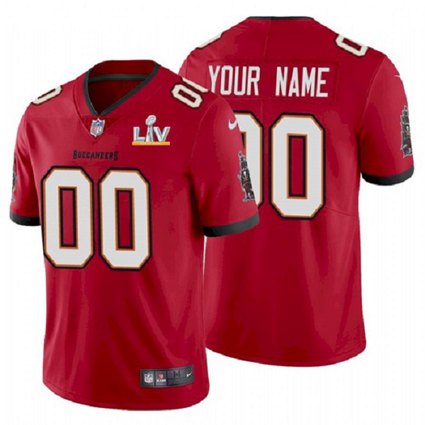 Mens Custom Tampa Bay Buccaneers Red Limited Jersey 2021 Super Bowl LV