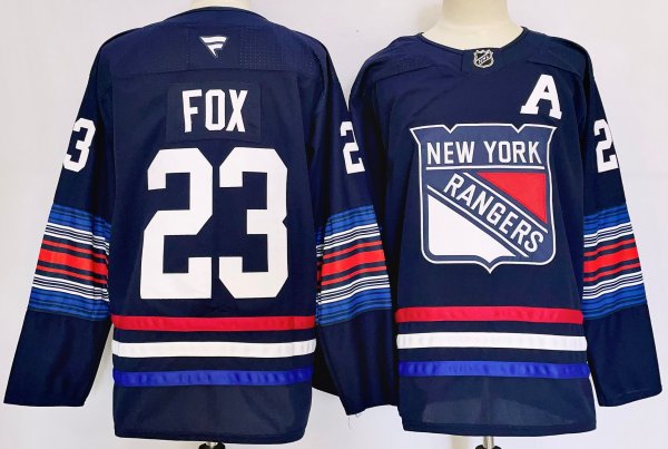 Men's #23 Adam Fox New York Rangers Dark Blue City Edition Jersey