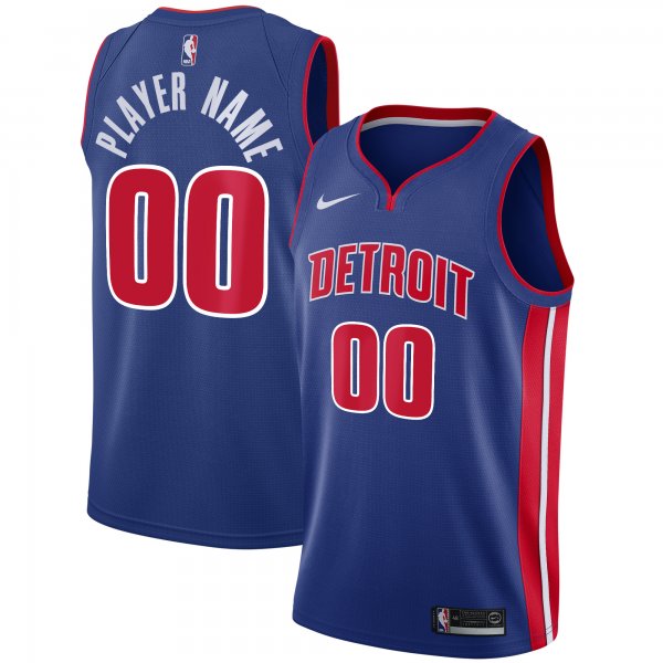 Men's Detroit Pistons Nike Blue Swingman Custom Jersey - Icon Edition