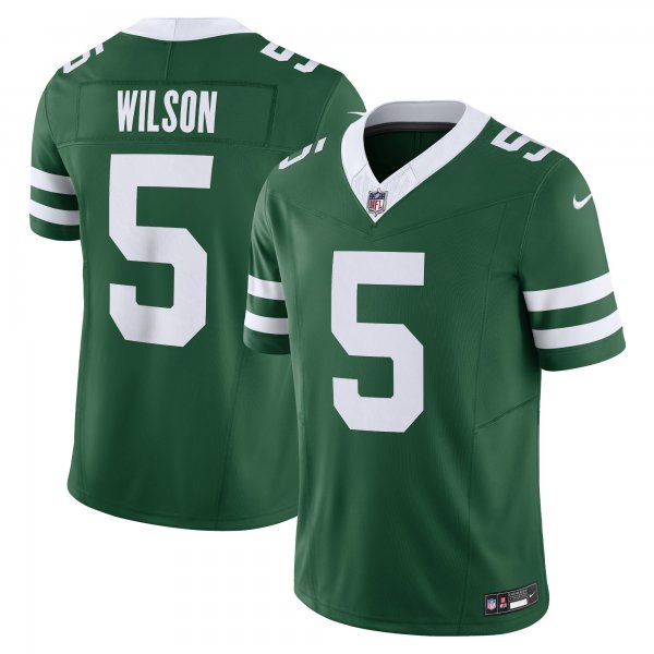 Men's New York Jets #5 Garrett Wilson Nike Legacy Green Vapor F.U.S.E. Jersey