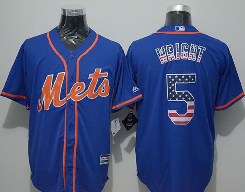 New York Mets #5 David Wright Blue USA Flag Fashion Stitched MLB Jersey