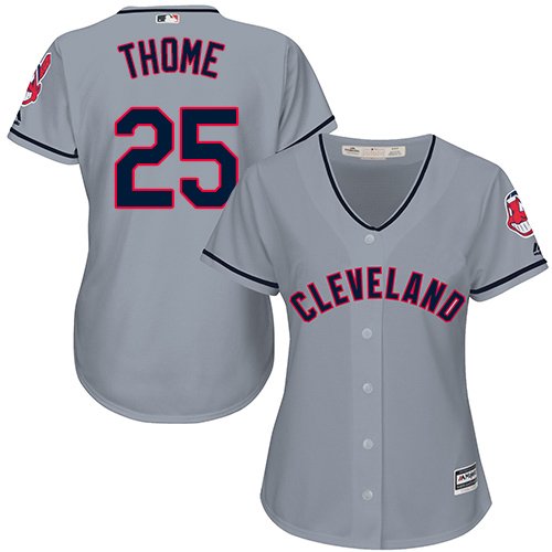 Cleveland Indians #25 Jim Thome Grey Road Women's Stitched MLB Jersey