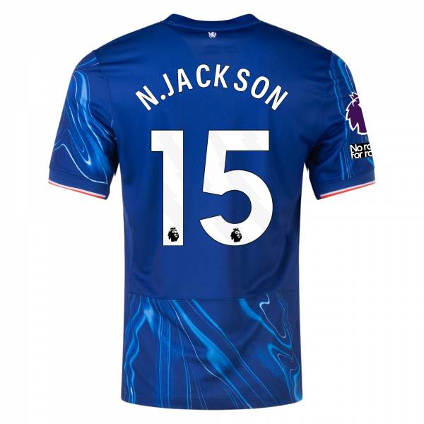 Nike Chelsea Nicholas Jackson Home Jersey w/ EPL + No Room For Racism Patches 24/25 (Rush Blue/Team Orange)