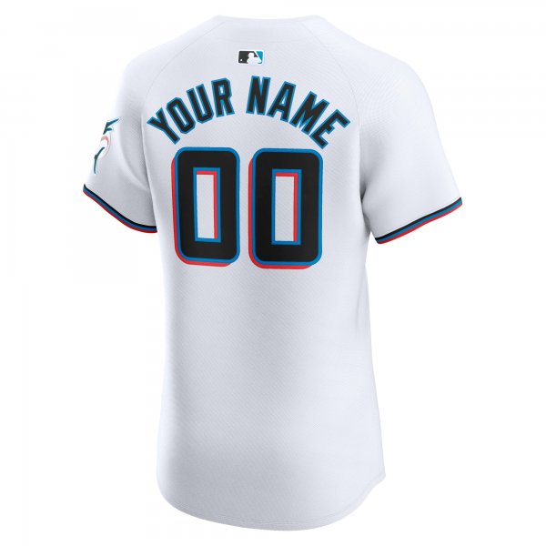 Men's Miami Marlins Nike White Home Elite Custom Jersey