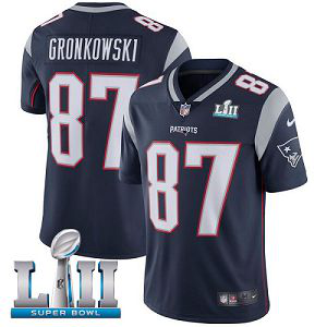 Men's Nike NFL New England Patriots #87 Rob Gronkowski Limited Home Navy Blue Vapor Untouchable Super Bowl LII Jersey