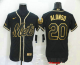 Men's New York Mets #20 Pete Alonso Black With Gold Stitched MLB Flex Base Nike Jersey