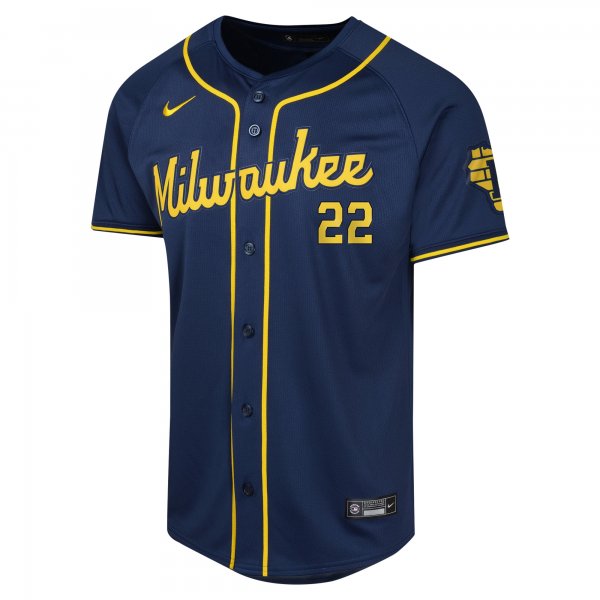 Youth Milwaukee Brewers Christian Yelich Nike Navy Alternate Limited Player Jersey