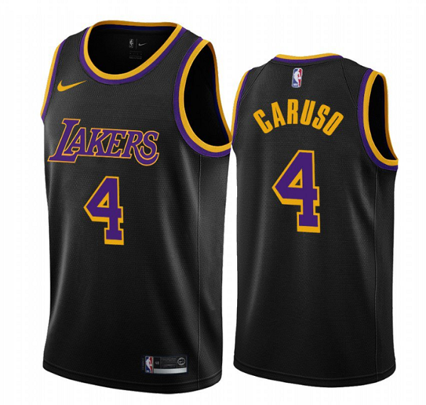 Men's Nike Los Angeles Lakers #4 Alex Caruso Black NBA 2021 Earned Edition Swingman Jersey