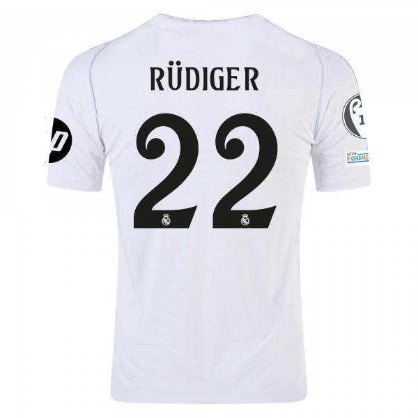 adidas Real Madrid Antonio Rudiger Home Jersey w/ Champions League Patches 24/25 (White/Black)
