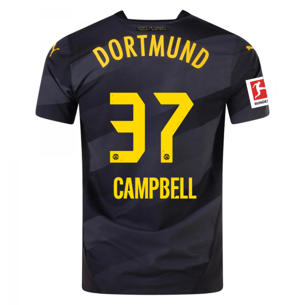 Puma Borussia Dortmund Cole Campbell Away Jersey w/ Bundesliga Patch 24/25 (Puma Black/Faster Yellow)