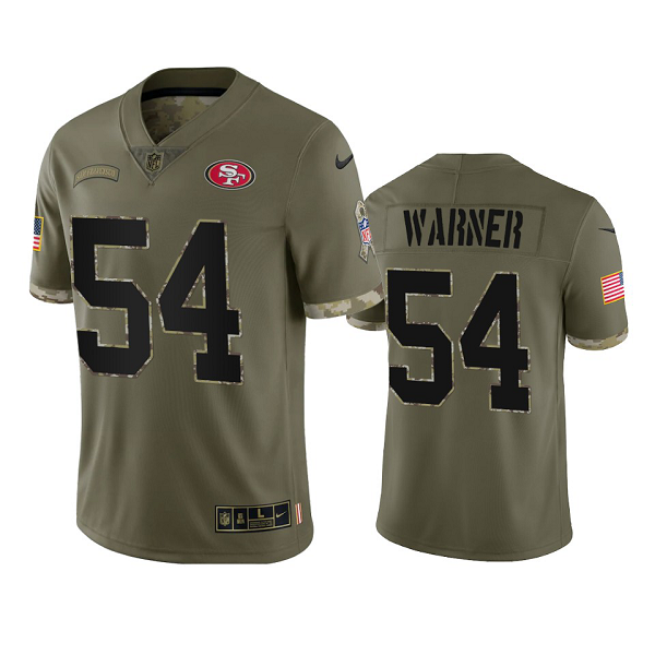 San Francisco 49ers Fred Warner #54 Olive 2022 Salute To Service Limited Jersey