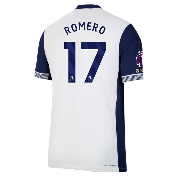 Nike Tottenham Cristian Romero Home Jersey w/ EPL + No Room For Racism Patches 24/25 (White/Binary Blue)