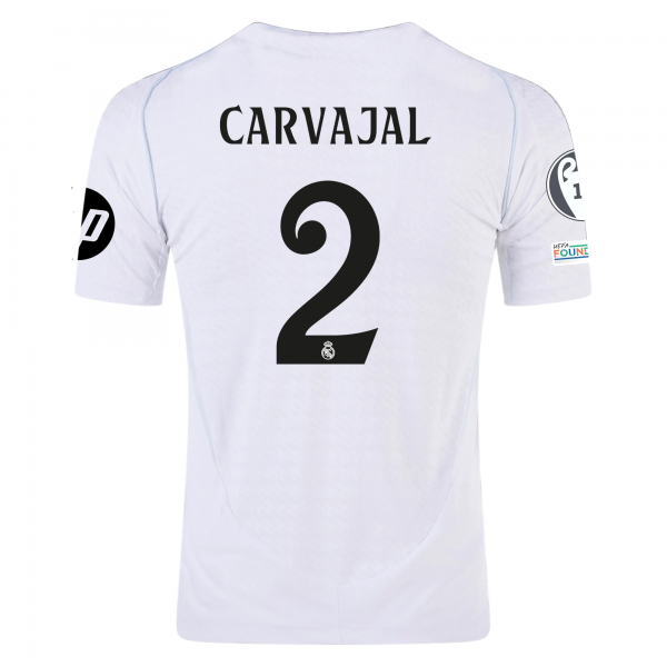 adidas Real Madrid Dani Carvajal Home Jersey w/ Champions League Patches 24/25 (White/Black)
