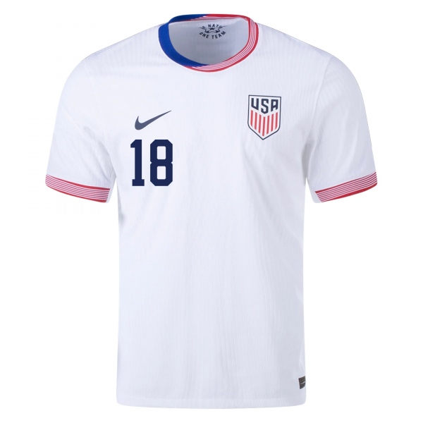 Nike Mens United States Ricardo Pepi Match Home Jersey 24/25 (White/Obsidian)