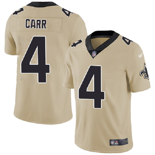 Men's Nike New Orleans Saints #4 Derek Carr Gold Vapor Limited NFL Jersey