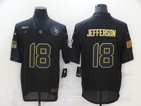 Men's Minnesota Vikings #18 Justin Jefferson Black 2020 Salute To Service Stitched NFL Nike Limited Jersey