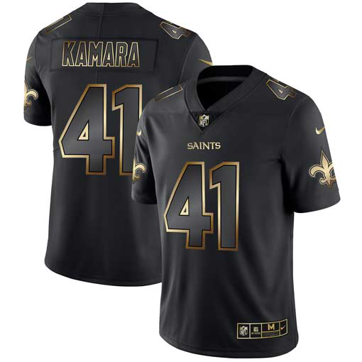 Men's Nike New Orleans Saints #41 Alvin Kamara Black Gold Vapor Untouchable Limited NFL Jersey