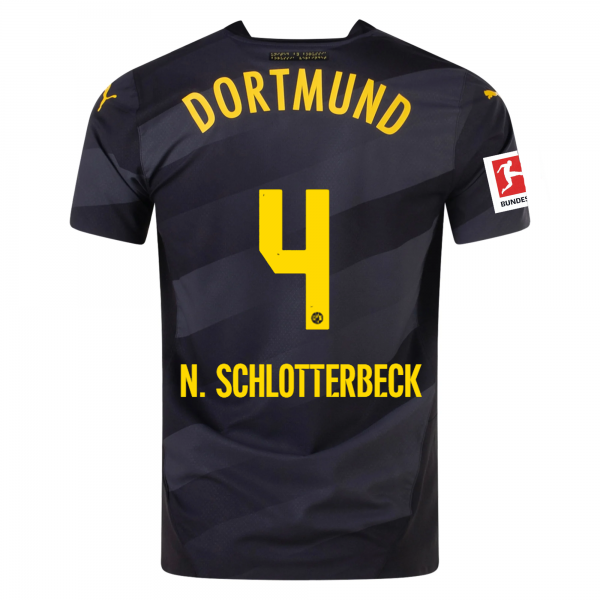 Puma Borussia Dortmund Nico Schlotterbeck Away Jersey w/ Bundesliga Patch 24/25 (Puma Black/Faster Yellow)