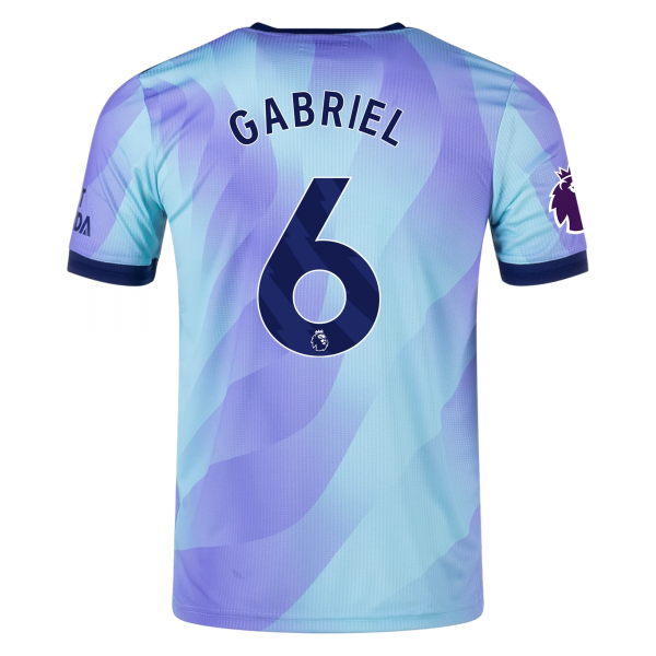adidas Arsenal Gabriel Third Jersey w/ EPL Patch 24/25 (Clear Aqua/Light Flash Purple)
