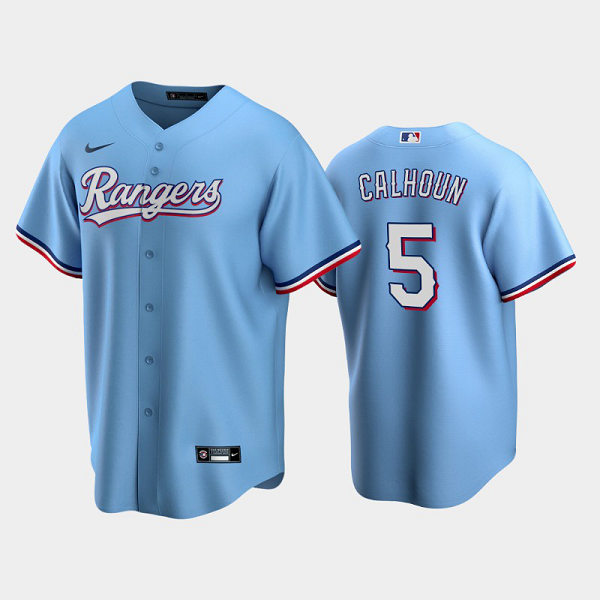 Men's Texas Rangers Willie Calhoun #5 Alternate Light Blue Team 2020 MLB Cool Base Jersey