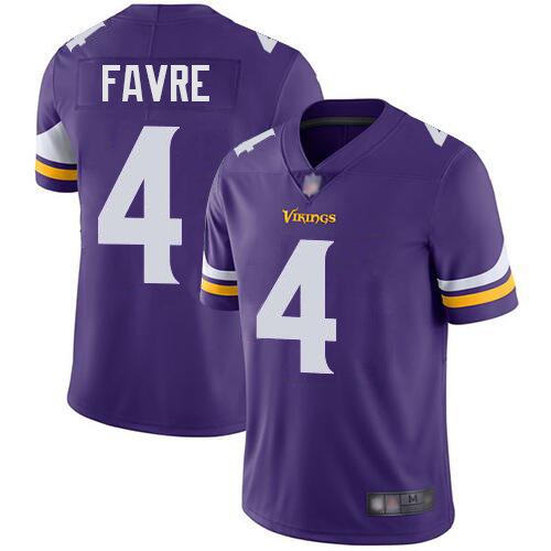 Men's Nike Minnesota Vikings #4 Brett Favre Purple Team Color Stitched NFL Vapor Untouchable Limited Jersey