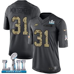 Men's Nike NFL Philadelphia Eagles #31 Wilbert Montgomery Limited Black 2016 Salute to Service Super Bowl LII Jersey