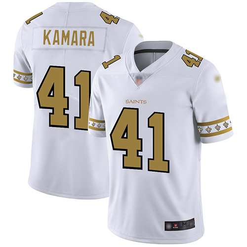 New Orleans Saints #41 Alvin Kamara White Men's Stitched NFL Limited Team Logo Fashion Jersey