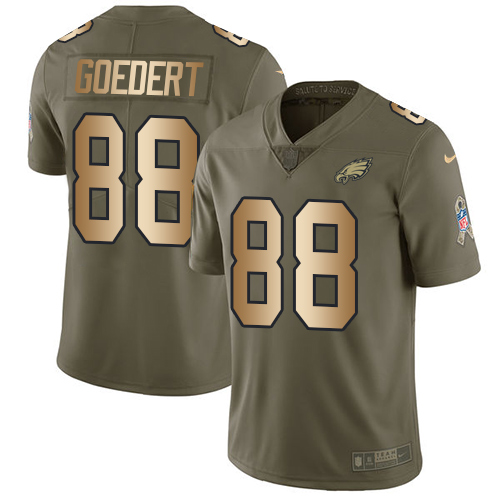 Nike Philadelphia Eagles #88 Dallas Goedert Olive/Gold Men's Stitched NFL Limited 2017 Salute To Service Jersey