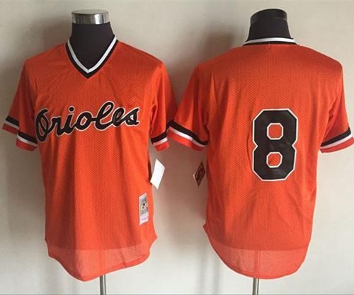 Mitchell And Ness 1988 Baltimore Orioles #8 Cal Ripken Orange Throwback Stitched MLB Jersey