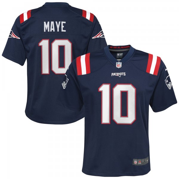 Youth New England Patriots Drake Maye Nike Navy 2024 NFL Draft First Round Pick Player Game Jersey