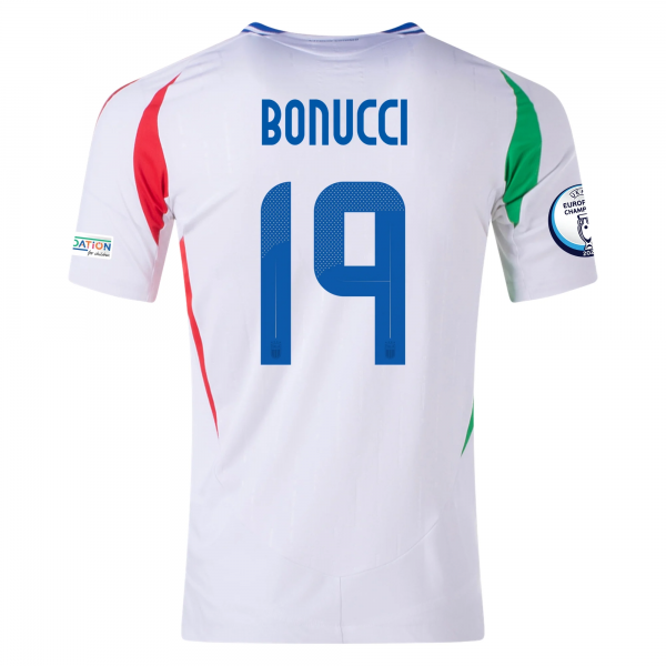 adidas Italy Leonardo Bonucci Away Jersey w/ Euro 2024 Patches 24/25 (White)