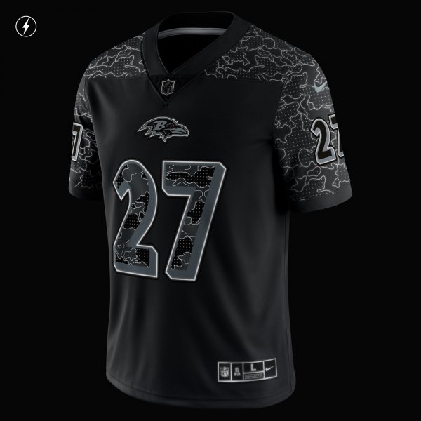 Men's Baltimore Ravens J.K. Dobbins Nike Black RFLCTV Limited Jersey