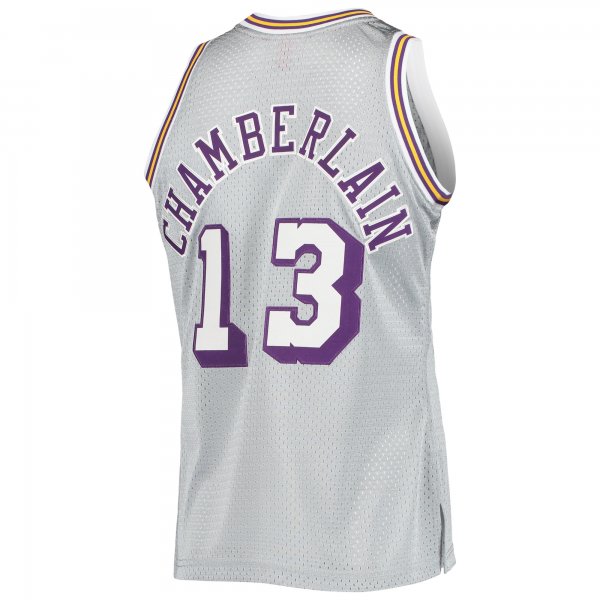 Men's Los Angeles Lakers Wilt Chamberlain Silver Mitchell & Ness 75th Anniversary 1971/72 Hardwood Classics Swingman Jersey