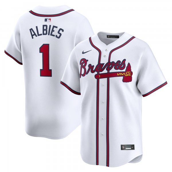 Men's Atlanta Braves #1 Ozzie Albies Nike White Home Limited Player Jersey