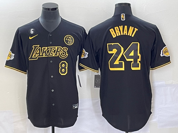 Men's Los Angeles Lakers #24 Kobe Bryant Black Baseball Jersey