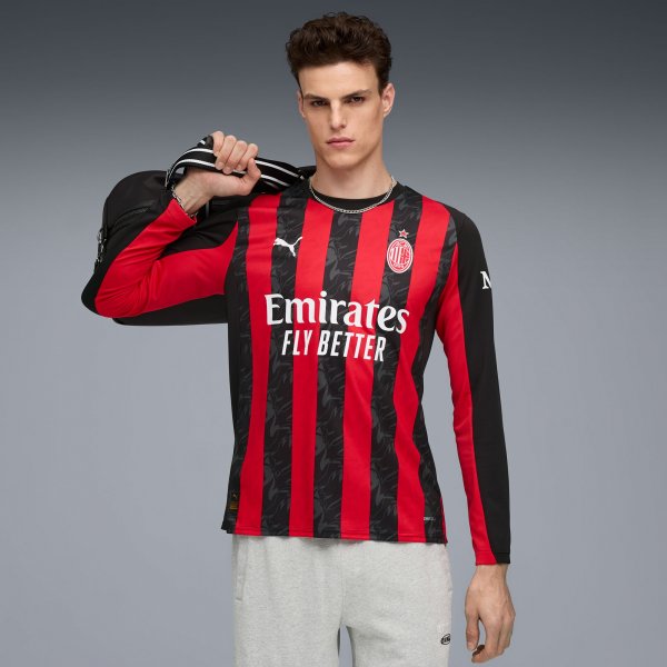 AC Milan Puma 2025/26 Home Replica Long Sleeve Jersey - Red