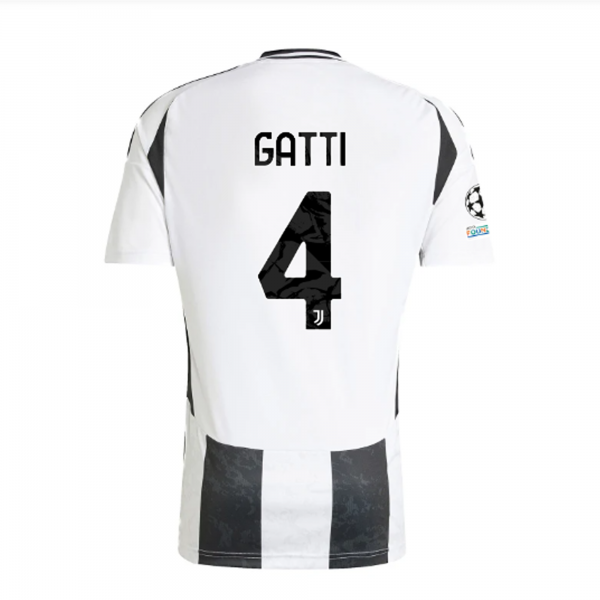adidas Juventus Federico Gatti Home Jersey w/ Champions League + Copa Italia Patches 24/25 (White/Black)
