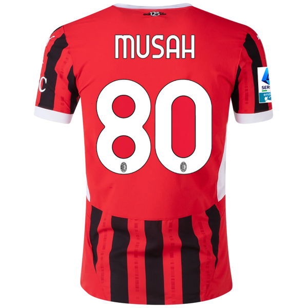 Puma AC Milan Yunus Musah Home Jersey w/ Serie A Patch 24/25 (Puma Red/Puma Black)