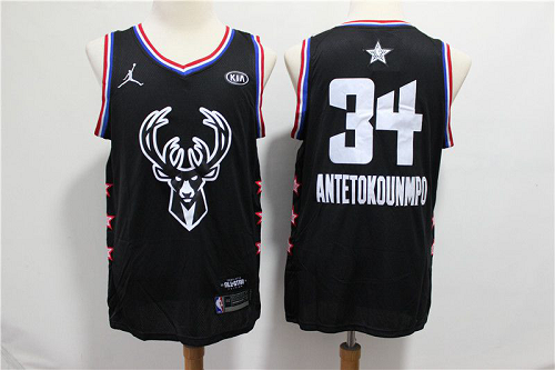 Men's Jordan Brand Milwaukee Bucks #34 Giannis Antetokounmpo Black Swingman 2019 All-Star Game NBA Jersey