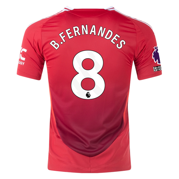 adidas Manchester United Bruno Ferandes Home Jersey w/ EPL + No Room For Racism Patches 24/25 (MUFC Red/Bright Red)