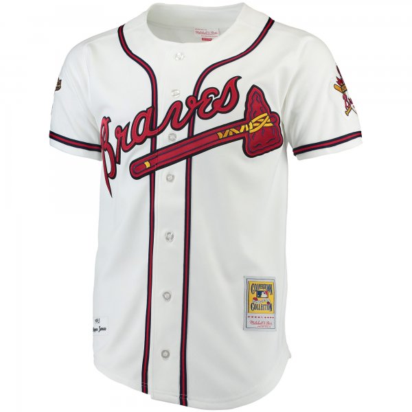 Men's Atlanta Braves Chipper Jones Mitchell & Ness White Jersey