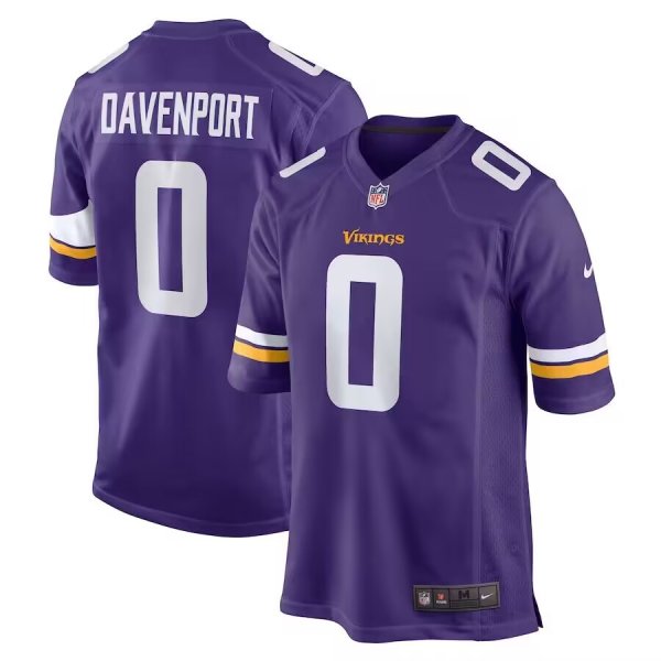 Men's Nike #0 Marcus Davenport Purple Minnesota Vikings Team Game Jersey