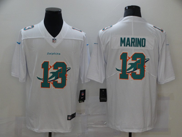 Men's Miami Dolphins #13 Dan Marino White 2020 Shadow Logo Vapor Untouchable Stitched NFL Nike Limited Jersey