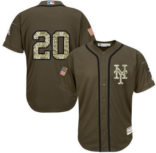 Youth New York Mets #20 Peter Alonso Green Salute to Service Cool Base MLB jersey