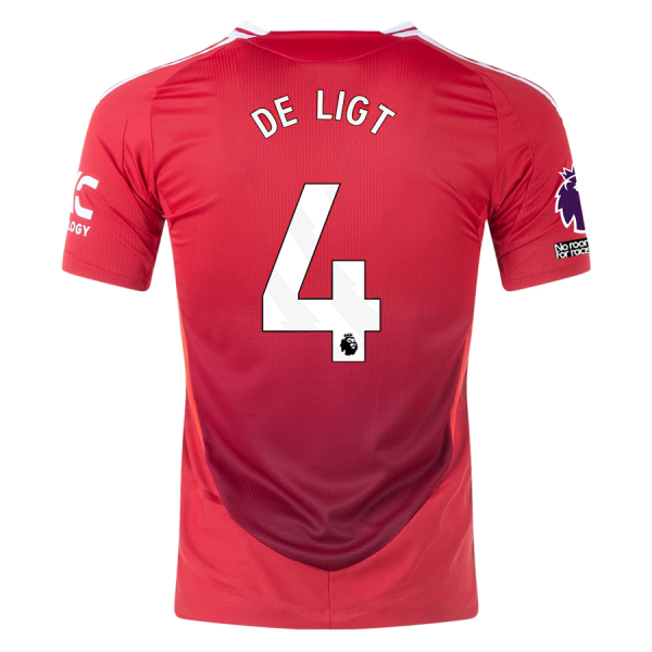 adidas Manchester United Matthijs De Ligt Home Jersey w/ EPL + No Room For Racism Patches 24/25 (MUFC Red/Bright Red)