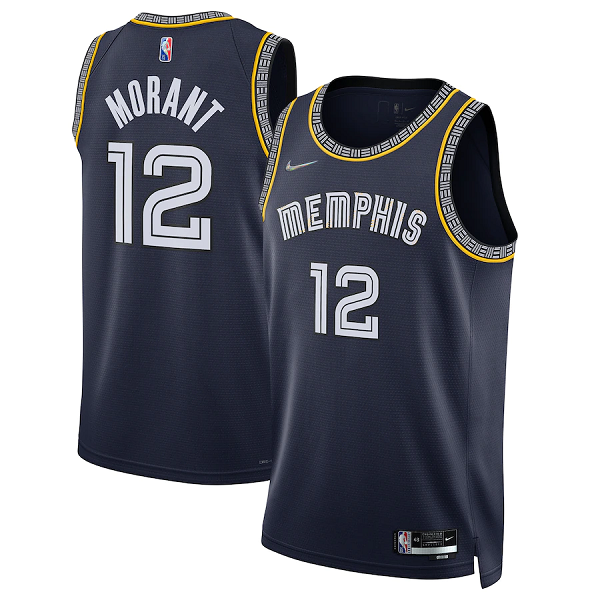 Men's Memphis Grizzlies #12 Ja Morant City Edition 2021-22 75th Anniversary Navy NBA Jersey