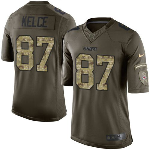 Nike Kansas City Chiefs #87 Travis Kelce Green Youth Stitched NFL Limited Salute to Service Jersey