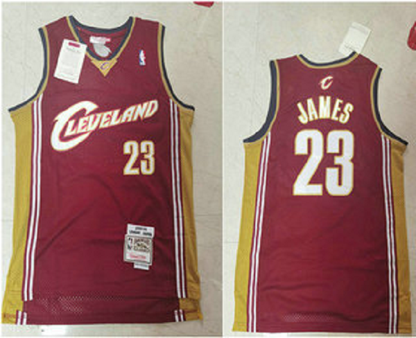 Men's Cleveland Cavaliers #23 LeBron James 2003-04 Burgundy Red Hardwood Classics Soul Swingman Throwback Jersey